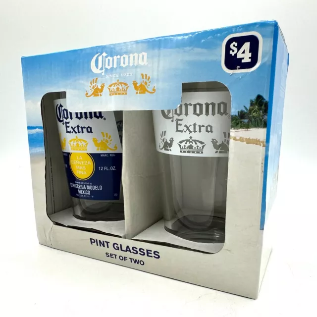 Corona Extra Pint Glasses Set of 2 NEW