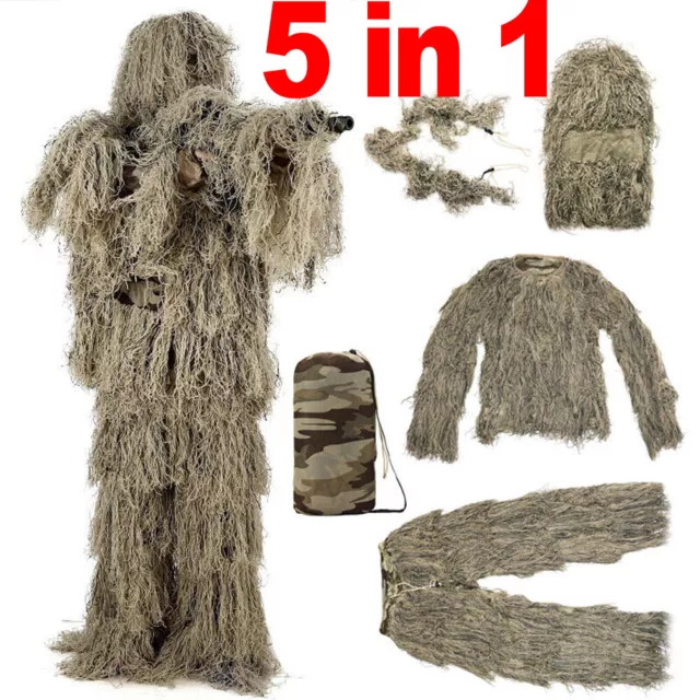 Woodland Camouflage Ghillie Suit Sniper Tactical Clothes Jungle Camo Hunting Set