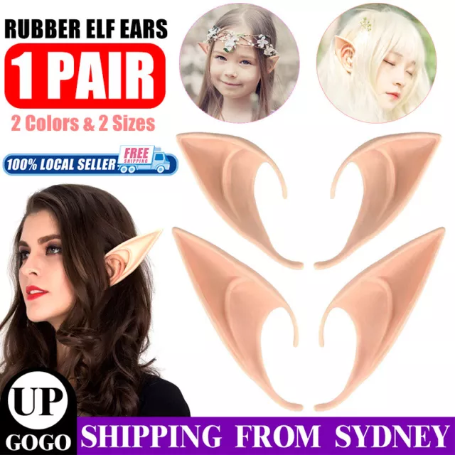 1 Pair Rubber Elf Ears Fairy Elven Pixie Hobbit Demon Halloween Costume Cosplay