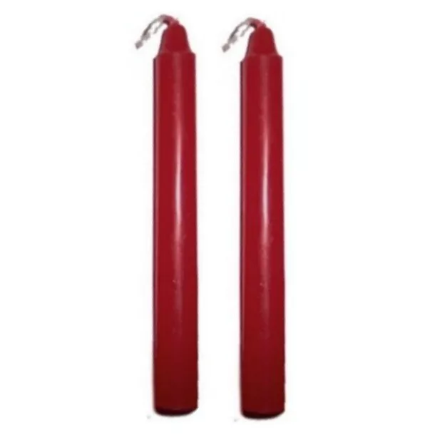 2 RED SOLID COLOUR SPELL CANDLES  Protection Courage Passion  10cm (4 inch)