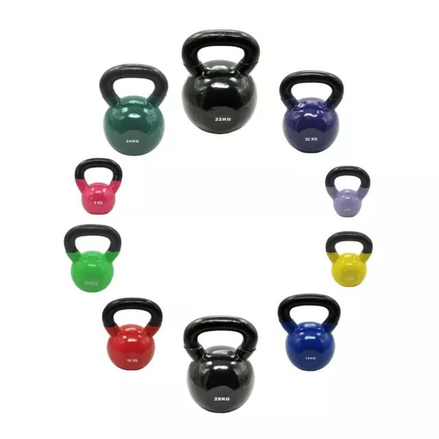 4kg - 32kg Vinyl Coating Cast Iron Kettlebell - Home Gym Kettlebell - Single ONE