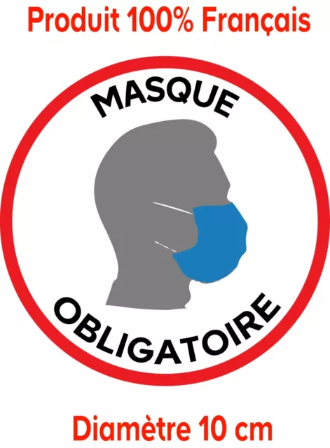 Stickers Autocollants ROUGE/BLANC/GRIS "MASQUE OBLIGATOIRE" GESTE BARRIÈRE