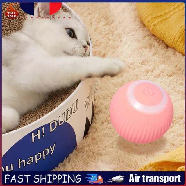 USB Rechargeable Interactive Pet Ball Toy Automatic Moving Rolling Ball (Pink) F