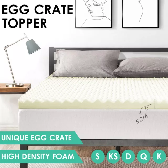 All Size Egg Crate Mattress Topper High Density Foam Underlay Protector - 5CM