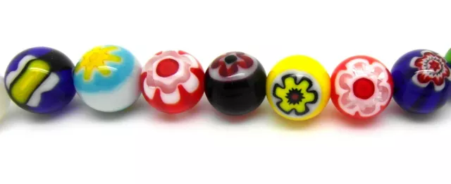 38 Millefiori Lampwork Glass Beads -10mm- Random Mix Colours & Patterns- P00315W 2