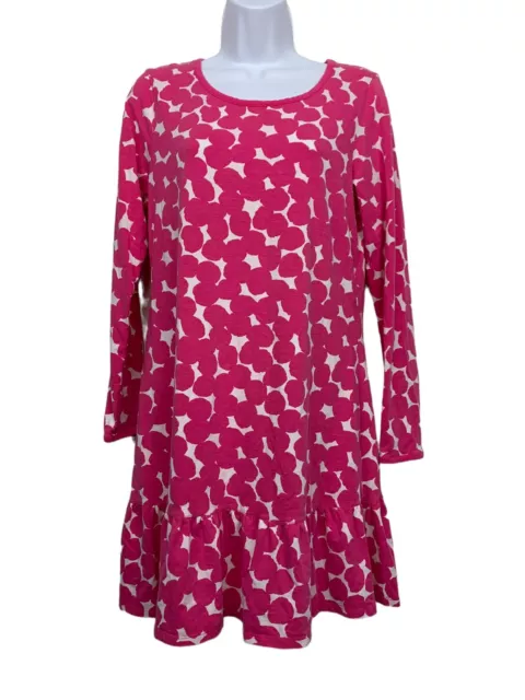Kate Spade Womens size M Pink Dot Sleep Shirt Nighty Dorm Dress Ruffle Hem