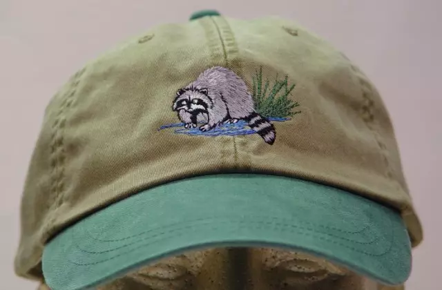 RACCOON WILDLIFE HAT WOMEN MEN EMBROIDERED BASEBALL CAP Price Embroidery Apparel