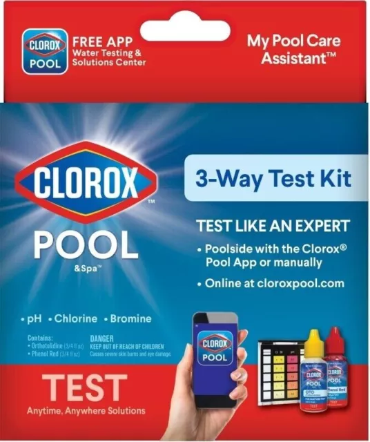 Clorox Pool & Spa 3-Way Water Test Kit pH Chlorine Bromine Free Shipping