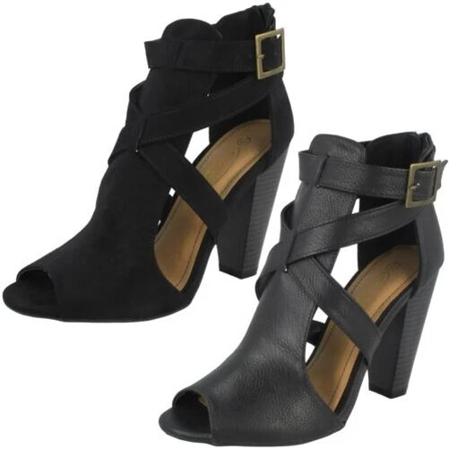 Femmes Spot On F1R0252 Coupe Extérieur Sandales Bout Ouvert
