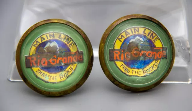 Old Horse Bridle Rosettes Rio Grande Main Line Railroad Glass Dome and Brass