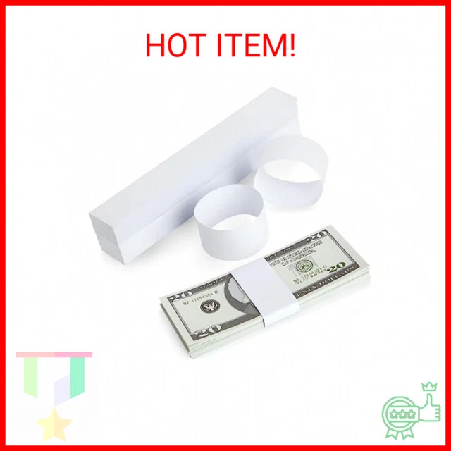 300 Pack Money Bands for Cash, Blank Self-Adhesive Currency Straps, Bill Wrapper