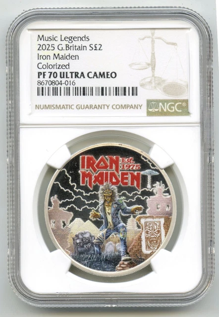 2025 IRON MAIDEN Britain 1 oz Silver Coin NGC PF70 Ultra Cameo