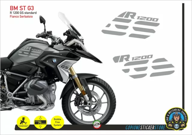 Adesivi Fianco Serbatoio Moto BMW R 1200 gs LC Standard 2017 GRIGIO BM ST G3