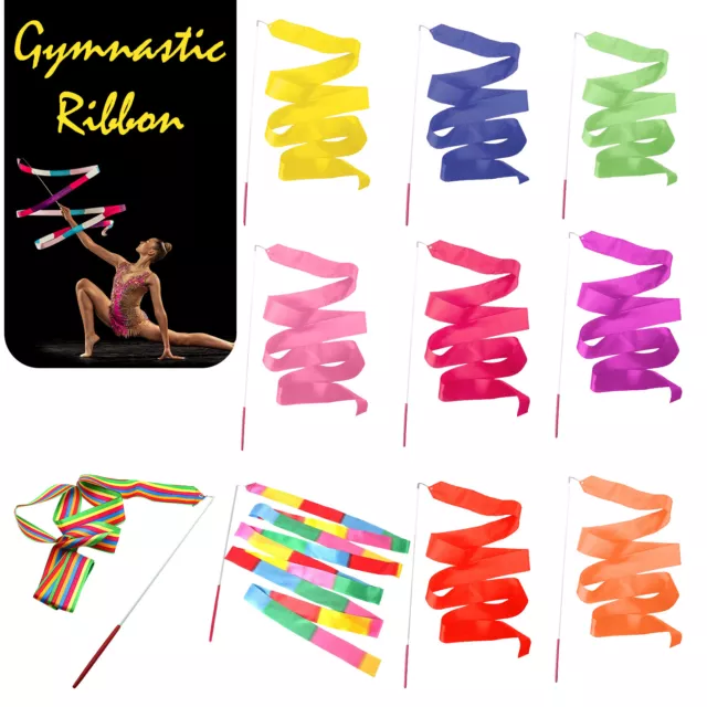 4M Dance Gymnastic Ribbon Rhythmic Art Gym Stick for Twirling, Artistic Dancing