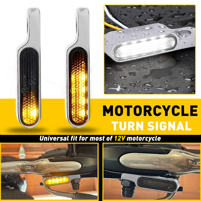 2X Mini Motorcycle 6-LED Turn Signals Blinker Amber Light Indicator Amber Chrome