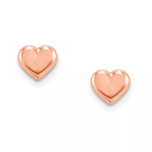14k Rose Gold Valentines Dainty Small Cute petite Heart Post Stud Small Earrings