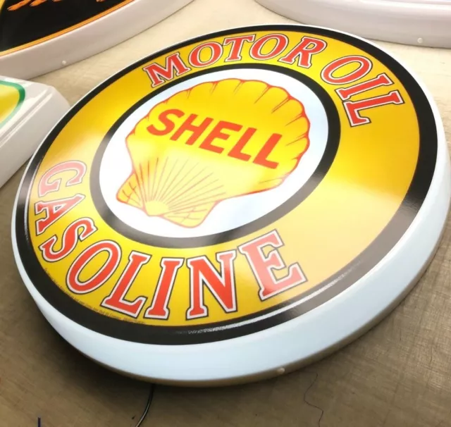 SHELL OIL illuminated wall sign led light box oil petrol gas mancave home decor