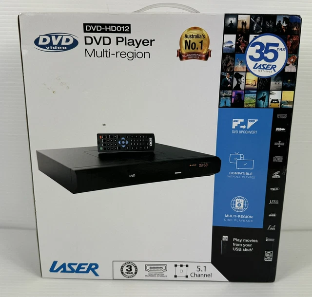 LASER DVD PLAYER HD012 HDMI RCA Composite USB AVI Multi Region Free