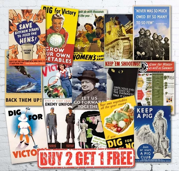 Vintage High Quality Allied WW2 World War II Propaganda Retro Posters A3/A4/A5