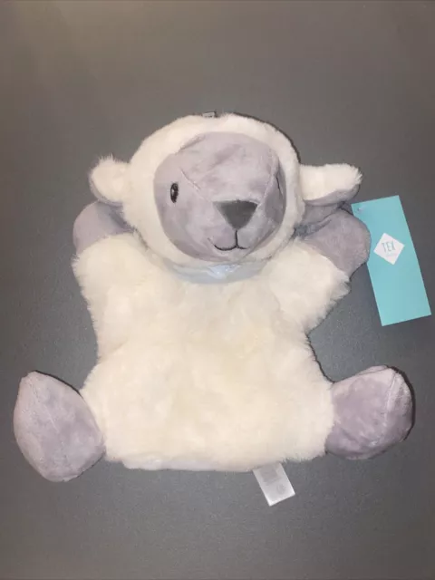 Doudou peluche mouton blanc bandana bleu marionnette Tex baby neuf