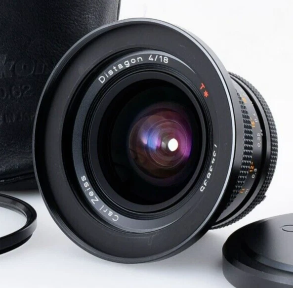 Nahe Mint Contax Carl Zeiss Distagon T 18mm F/4 Mmj Mf Linse Cy Halterung Aus