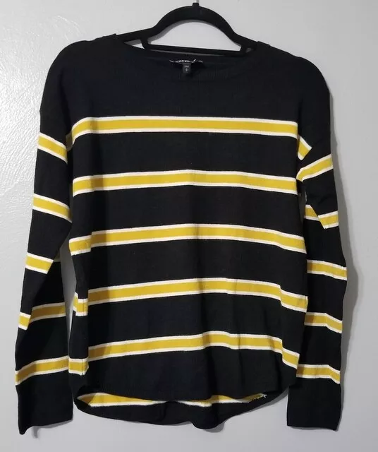EXPRESS Women Black Yellow Striped Poly Rayon NWOT Lightweight  Sweater Size S