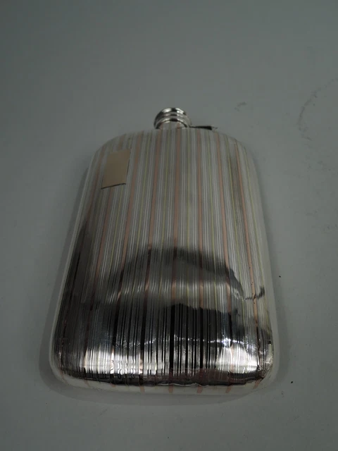 Elgin Flask Antico Arte Deco Moderno Bicchieri American Argento Sterling 14k Oro