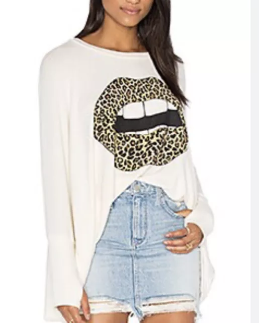 Lauren Moshi Mira Leopard Lips Pullover size XS/S