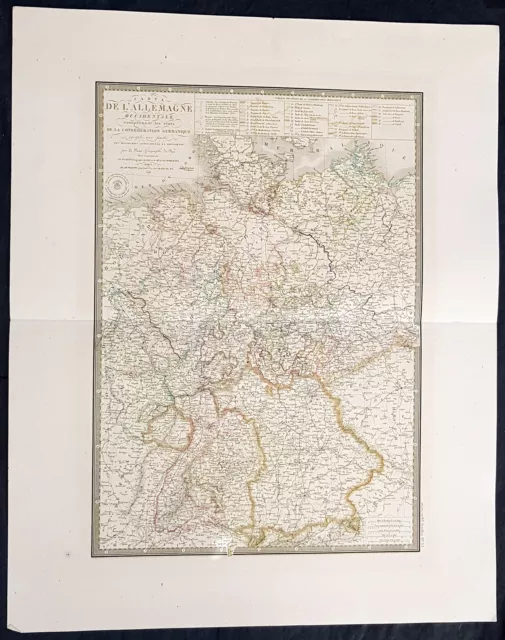 1840 Adrien Brue Large Antique Map of Western Germany