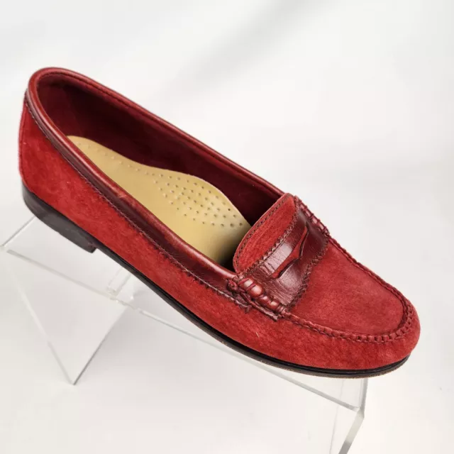 BASS WEEJUNS PINKING Womens Penny Loafers Red Suede Sz 9 M Slip On ...