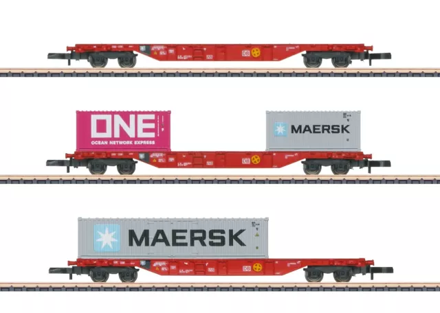 Märklin 82640 scala Z set vagoni portacontainer delle ferrovie dello Stato AG 3 pezzi #NUOVO in IMBALLO ORIGINALE#