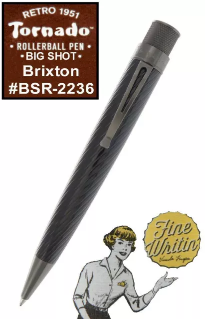 Retro 51 Brixton Big Shot Tornado Rollerball Pen In Black #BRS-2236