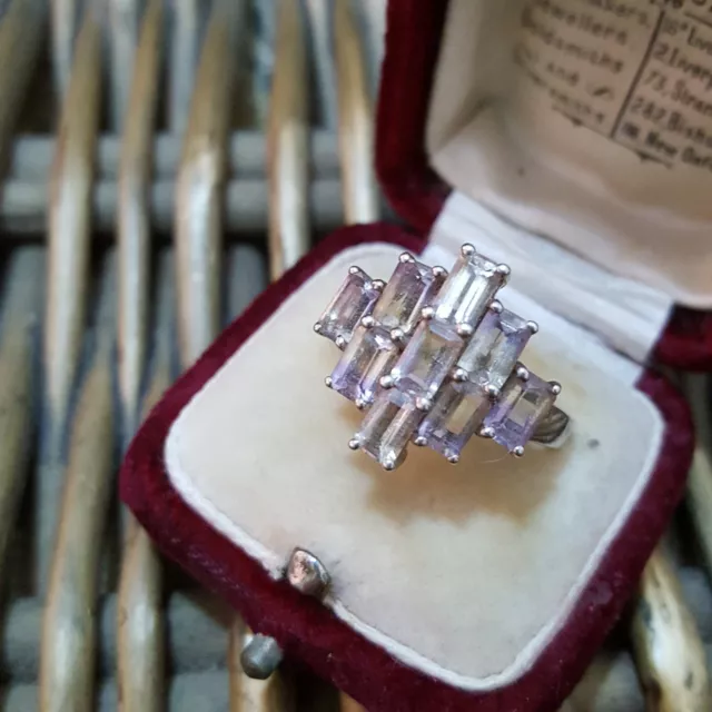 925 Sterling Silver Ring, Natural Ametrine Gemstones, Size O US 7.25, Rare Gems