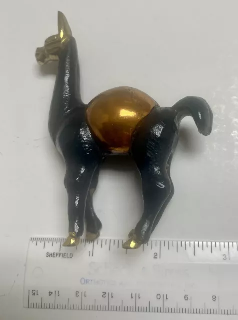 Llama Painted Brass Figurine Copper Saddle Collectible NICE!