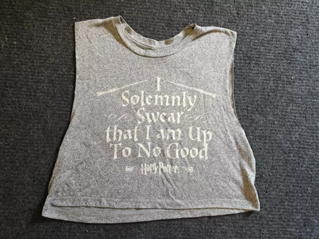Harry Potter Solemnly Swear that i am Up To No Good Cropped Tank Top Grey Size 6