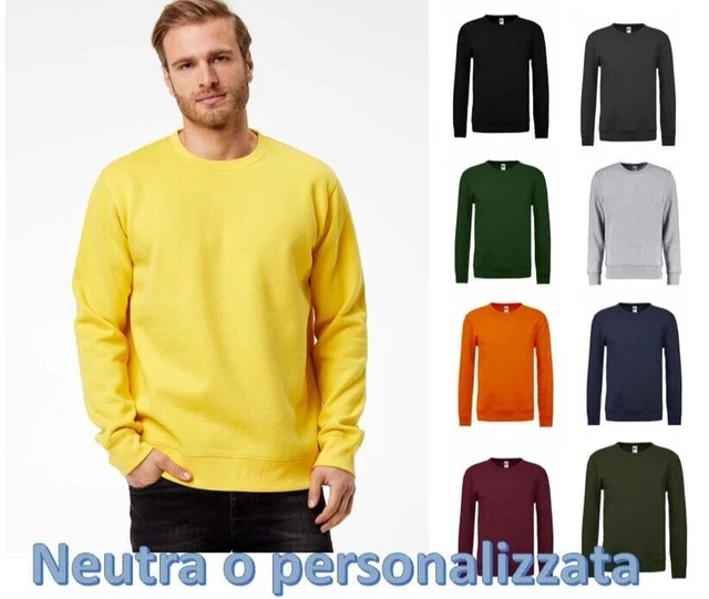 felpa uomo donna girocollo in cotone 100% esterno felpato maglia da lavoro