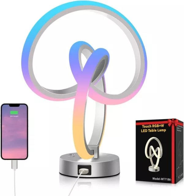 Modern Ambient LED Spiral Table Lamp Bedside Desk Light Dimmable 10 Modes RGB