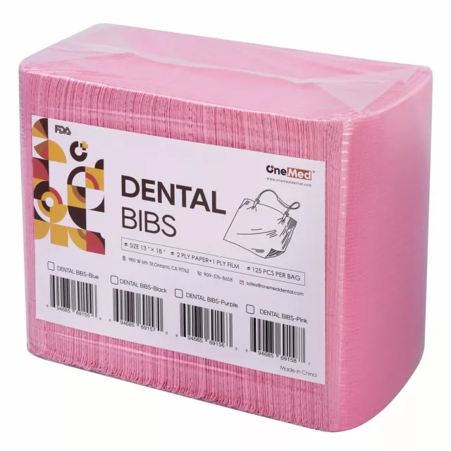 Pink Disposable Dental Patient Bibs Waterproof Tattoo Piercing 13x18"  125 Pcs