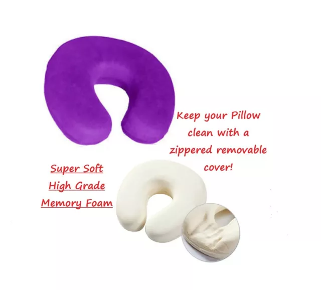 Super Soft Purple U Shape Memory Foam Travel Pillow Neck Head Support Cushion