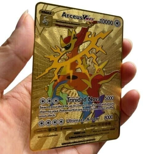 Pokemon 10000 Point Metal Card - Arceus VMAX Golden Secret Rare, Perfect Gift For Kids