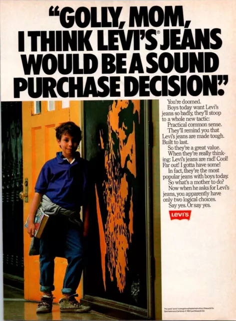 1987 Levi’s Print Ad Preteen Boy Thinks Levis Would Be A Sound Purchase Decision