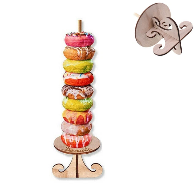 Donut Display Stand Rack Cumpleaños Deco Postre de madera DIY Soporte de pared Rack DIY DIY