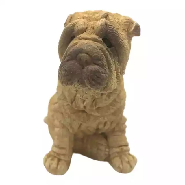 Shar Pei Stone Critters 1986 Dog Figurine SC-214 Tan 3-1/2" Tall Very Detailed