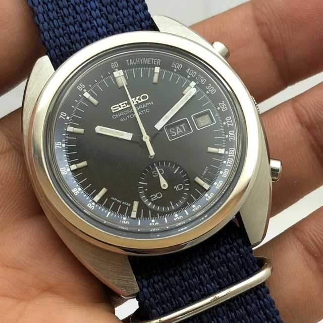 Orologio da polso vintage da uomo Seiko Chronograph 6139-8020 automatico da...