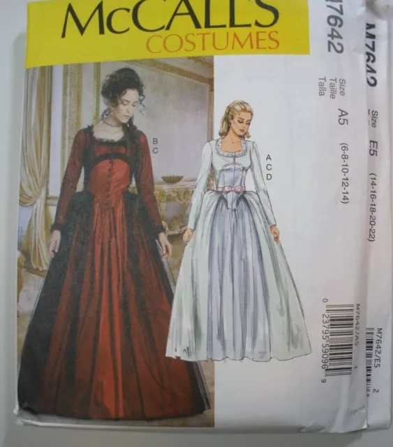 McCall's 7642 Misses Pattern Victorian Renaissance Steampunk Sizes 6-14 or 14-22