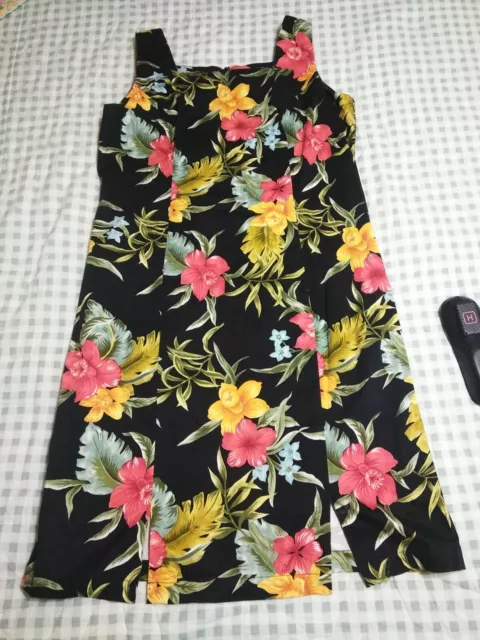 Caribbean Joe Women’s Tropical Floral Sleeveless Dress Size L