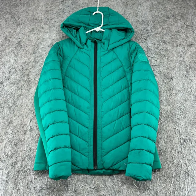 Bernardo Jacket Womens M Green Full Zip Pocket Light Weight Hooded Puffer Coat
