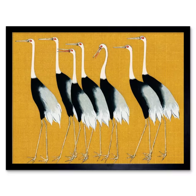 Herons Cranes Flock Birds Ogata Korin Framed Wall Art Picture Print 12x16