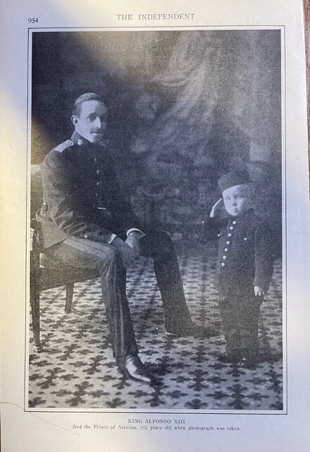 1910 VINTAGE MAGAZINE King Alfonso XIII and His Son Prince of Asturias ...