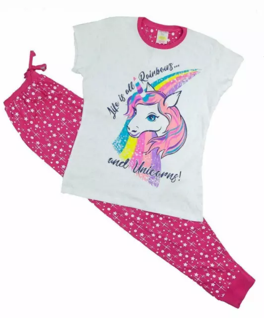 Girls Unicorn Pyjamas Nightwear Long Sleeve 100% Cotton 7-13 Years Reduced